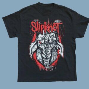 Slipknot lowa Goat Red Logo Graphic Black T-Shirt